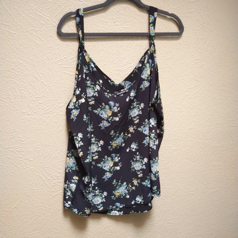 Bloomchic Plus Size 22 Black Floral Tank Top Adjustable Straps v-Neck